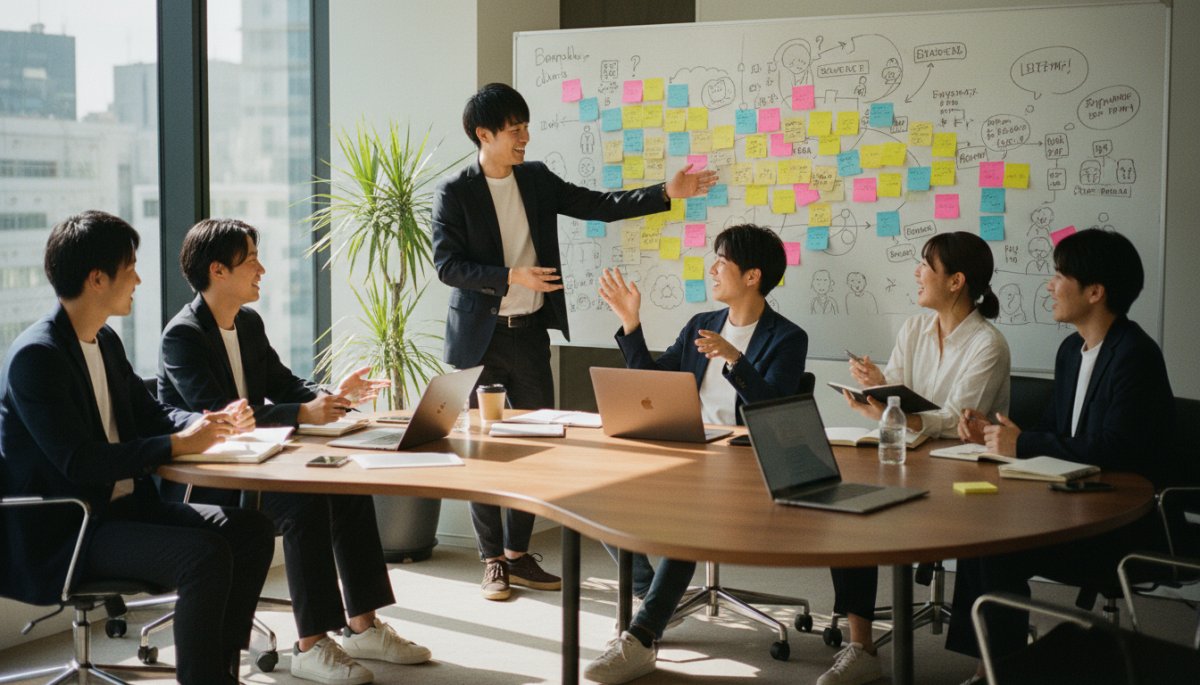 採用動画制作の企画会議風景