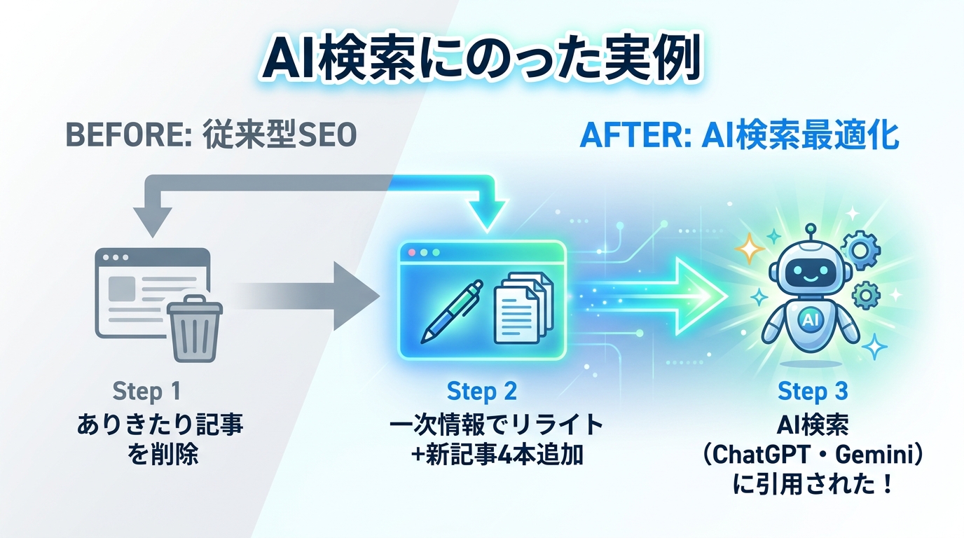 AI検索にのった実例のフロー図