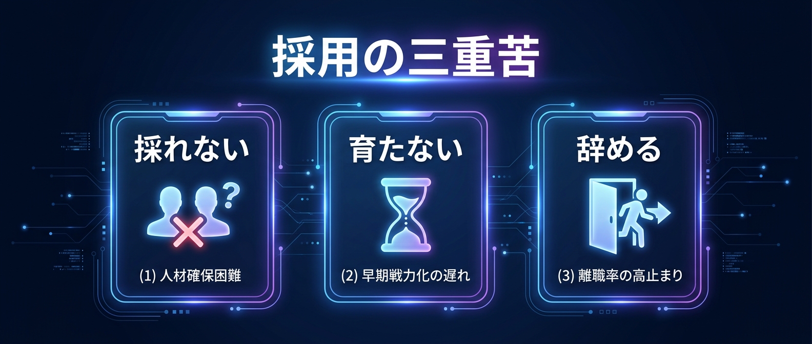 採用の三重苦：採れない・育たない・辞める