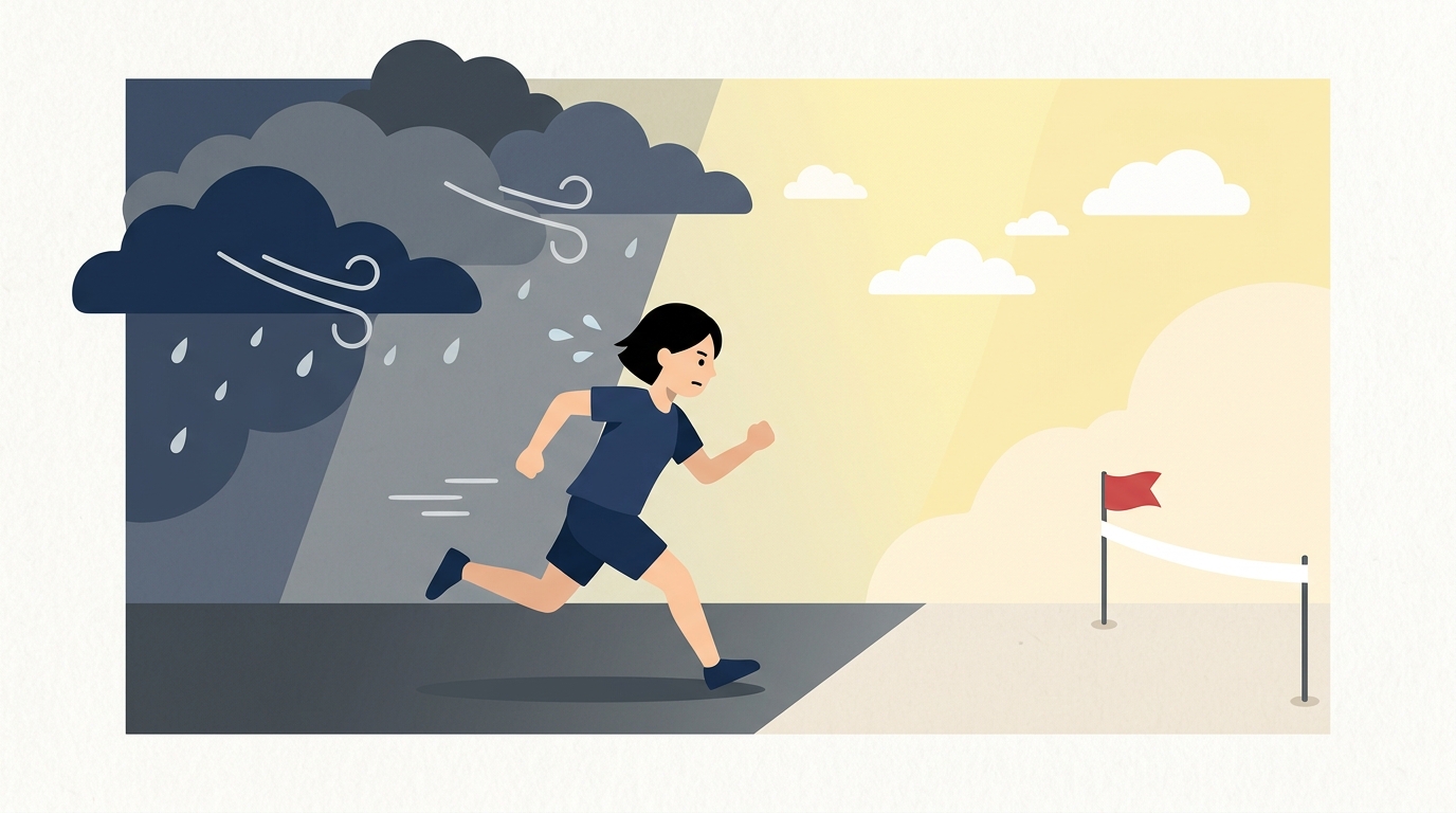 困難を乗り越えてゴールに向かう起業家